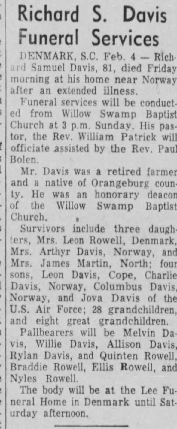 Obituary for Richard S. Davis (Aged 81)